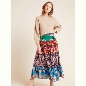 Anthropologie Anarosa Tiered Maxi Skirt Size 14